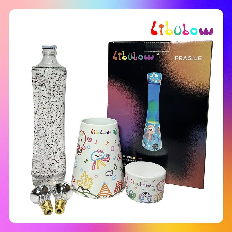 Libubow Store 15.5 Inch Beautiful Music Party Rainbow Glitter Lamp, 2pcs Bulbs, Starry Night Light, Birthday Present for Girls, Kids, Adults and Teens, Mood Lighting, Home and Room Decor, Calming Rainbow Lamp - Image 2